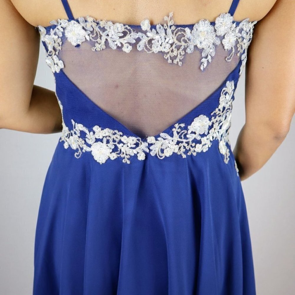Faviana Navy Blue Lace Lace Bodice Dress $298 NWOT - Picture 7 of 10